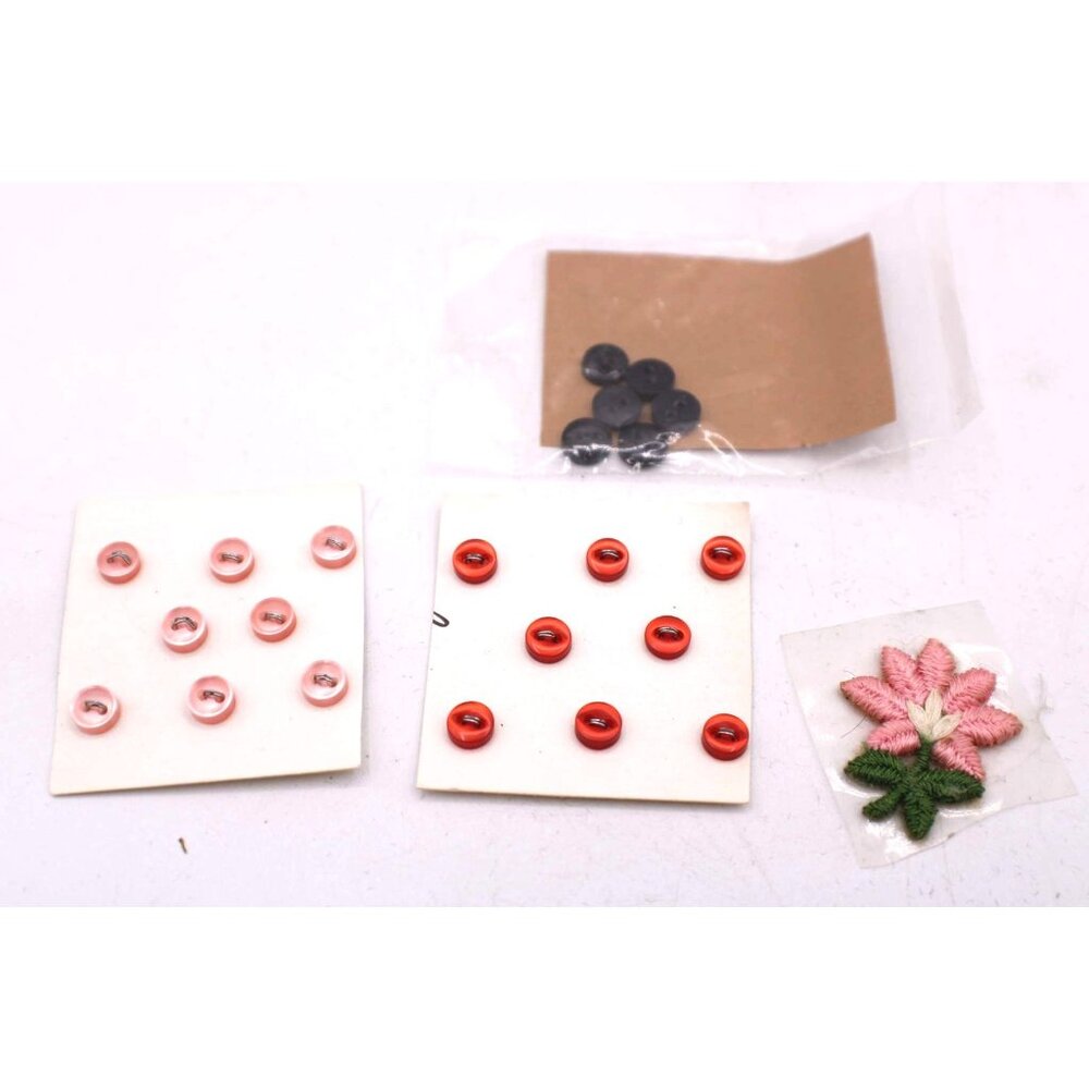 Craft Buttons Red Pink Black Sewing Supplies Embroidery Flower Patch New